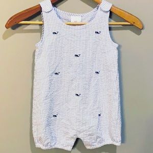 Vineyard Vines Blue Pinstripe Whale Romper 18-24M